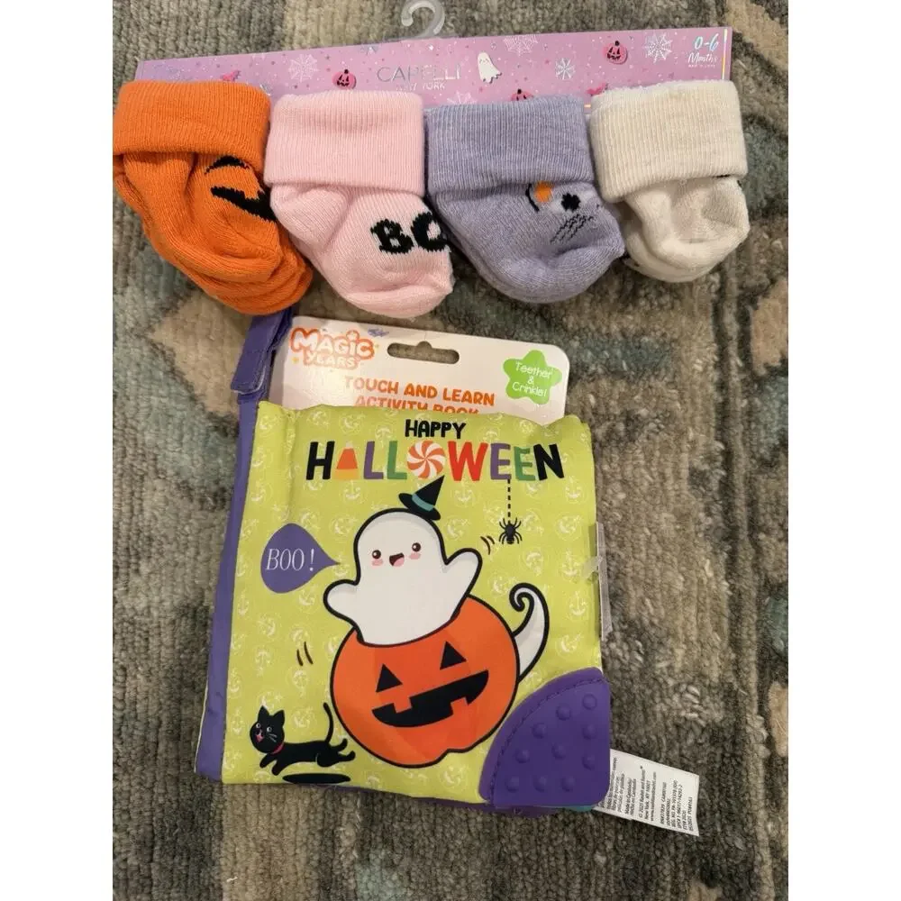 Nordstrom Baby Halloween Bundle Socks Crinkle Book NWT